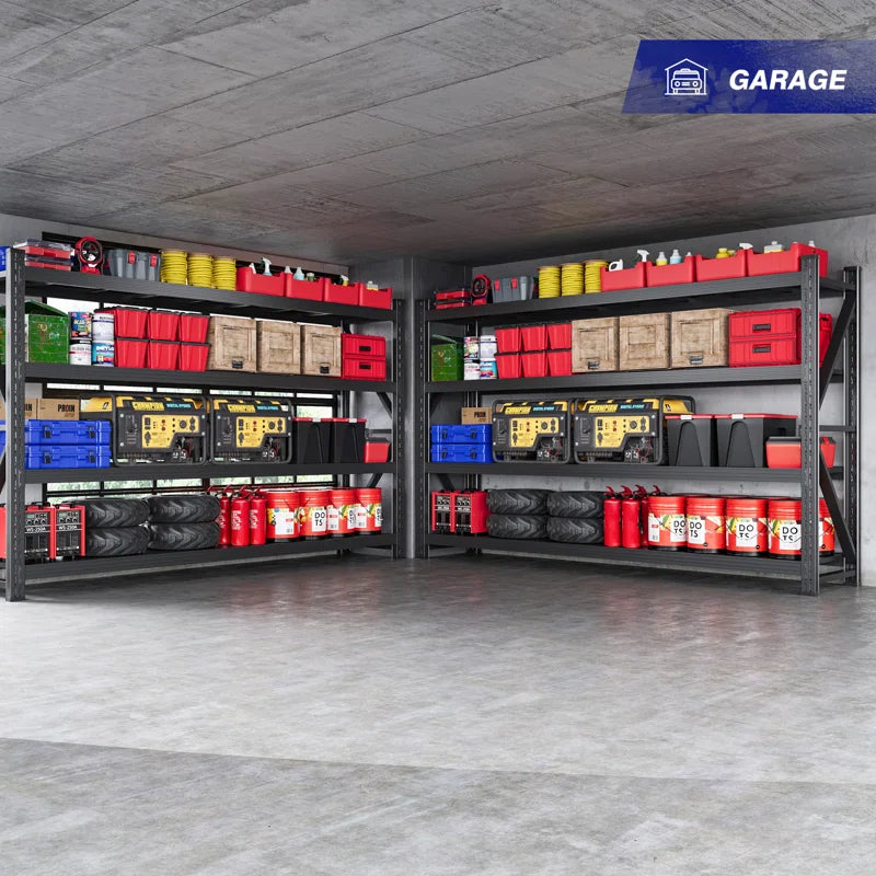 Heavy Duty 4-Tier Steel Shelves - Adjustable Storage Rack for Garage, Warehouse, Pantry & Toolsheds