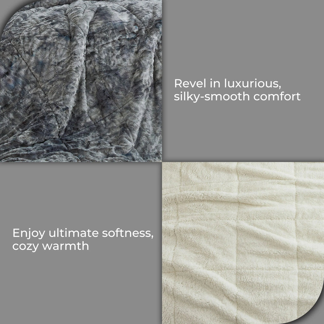 3 Piece Winter Reversible Comforter Set Faux Shearling Ultra Soft Minky Plush and Fuzzy Fleece Microfiber