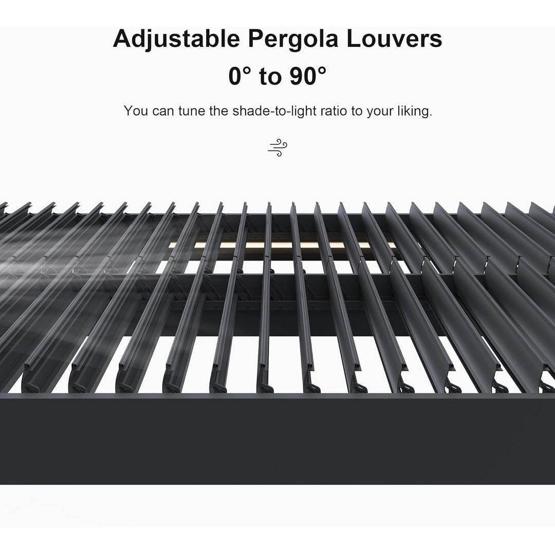 Grey Louvered Pergola Outdoor Aluminum Pergola with Adjustable Roof for Patio Grey Hardtop Gazebo