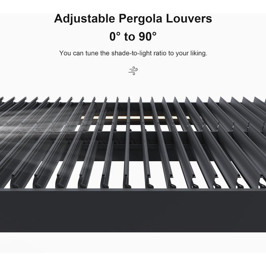 Grey Louvered Pergola Outdoor Aluminum Pergola with Adjustable Roof for Patio Grey Hardtop Gazebo