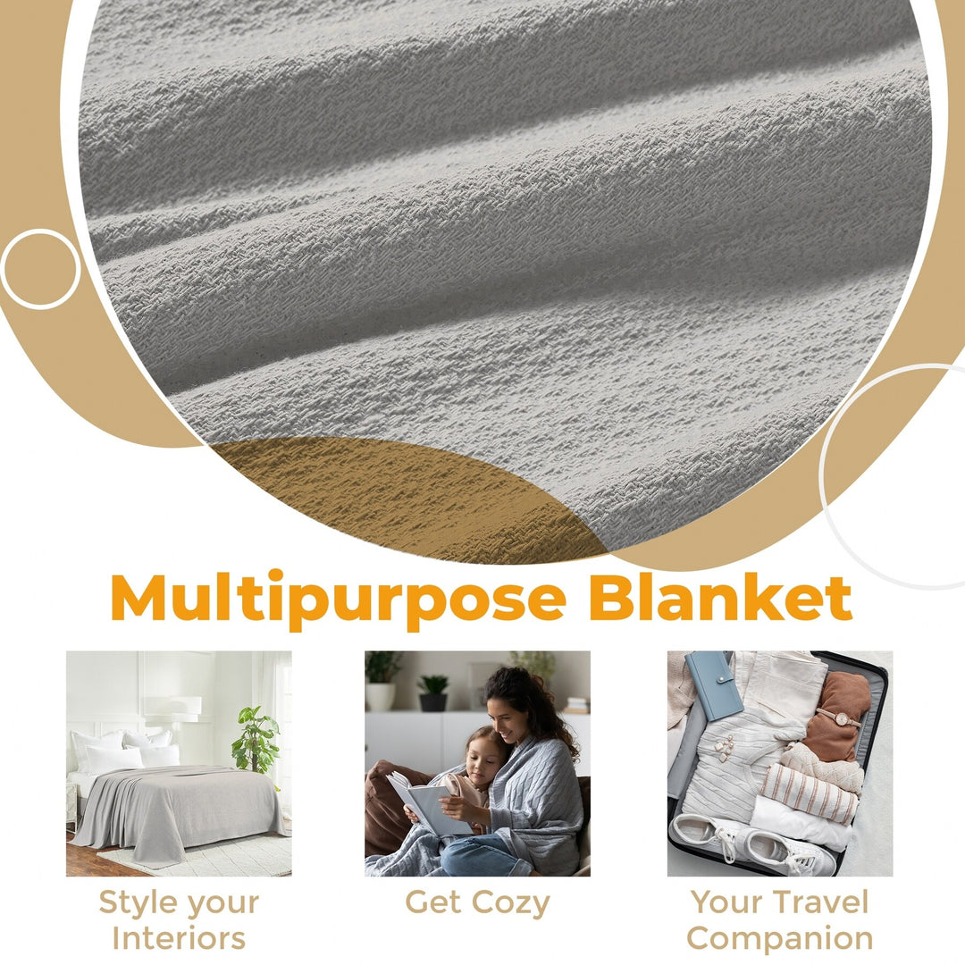 Waffle Weave Honeycomb Knit Soft Cotton Blanket