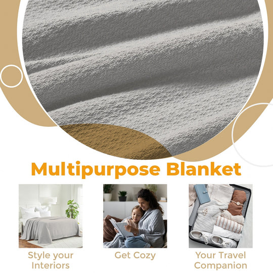 Waffle Weave Honeycomb Knit Soft Cotton Blanket