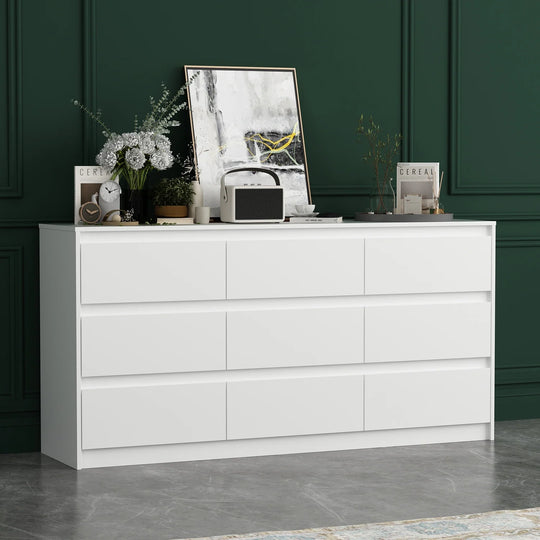 63"W 9 Drawer Dresser Accent Dresser for Living Room Bedroom Chest