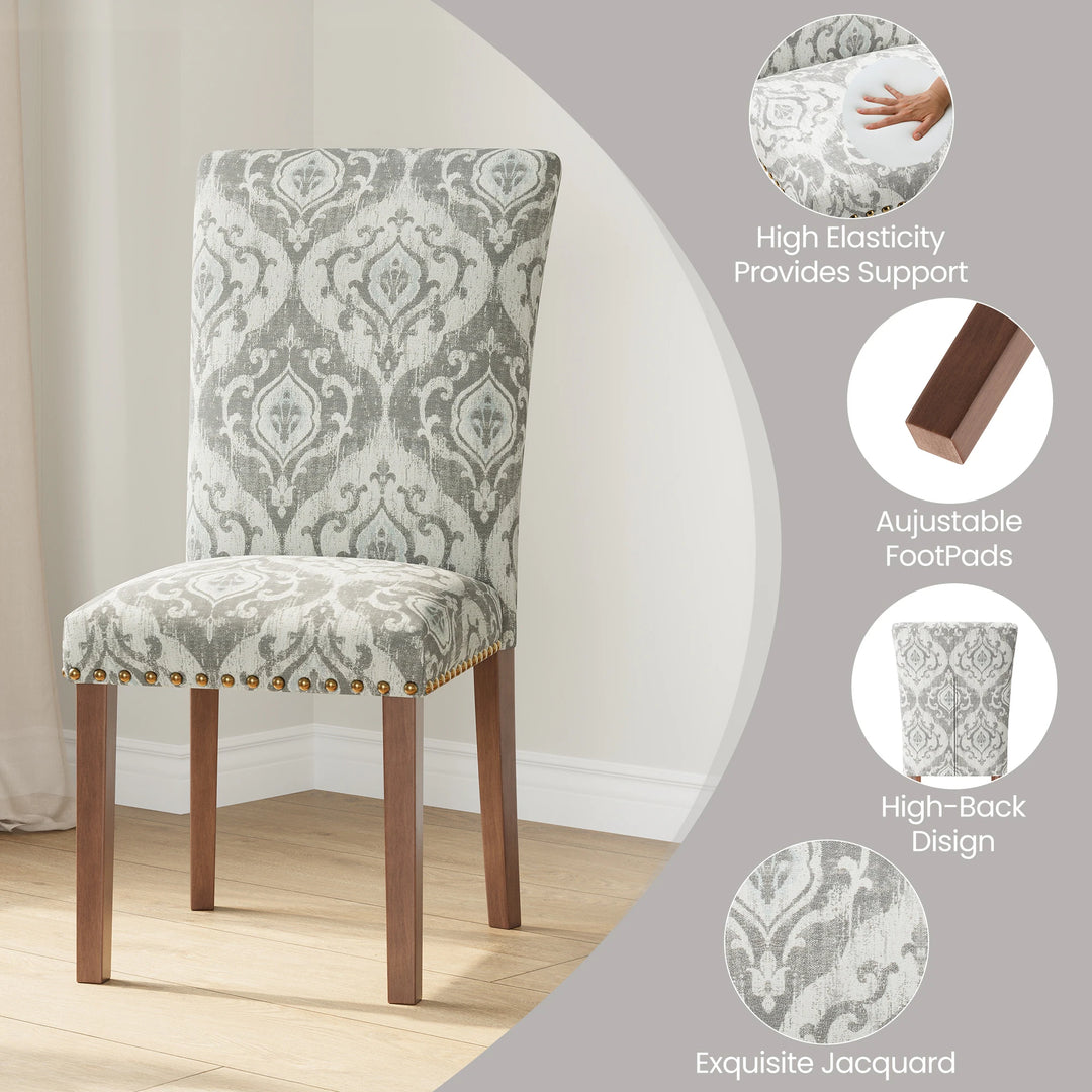 RENEWLINE Dining Chairs, Fabric with Nailhead Trim and Wood Legs