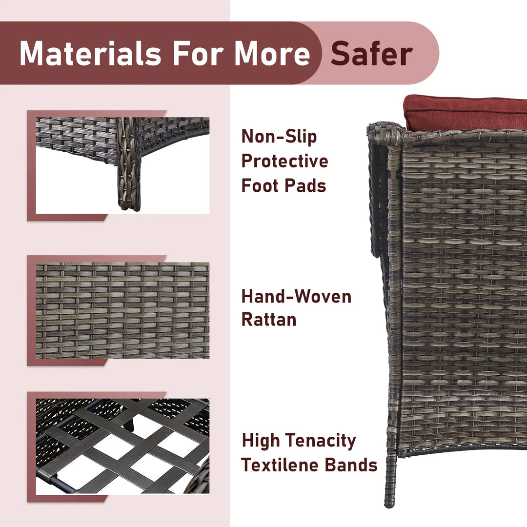 Outdoor Wicker High Back Club Chair with Cushions (Set of 2)