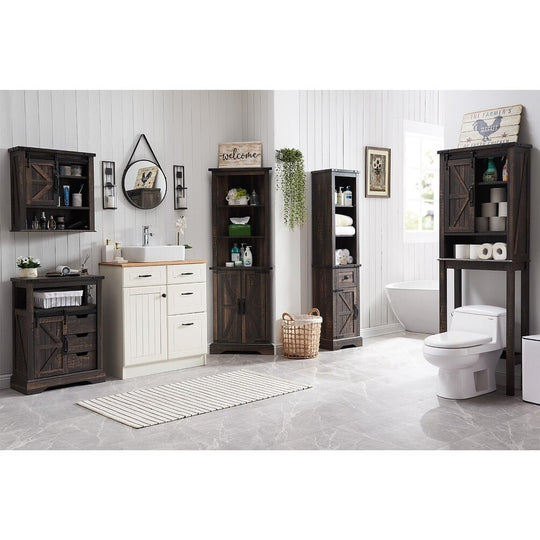 Farmhouse Slim Bathroom Storage Cabinet, 68" Tall Storage Cabinet