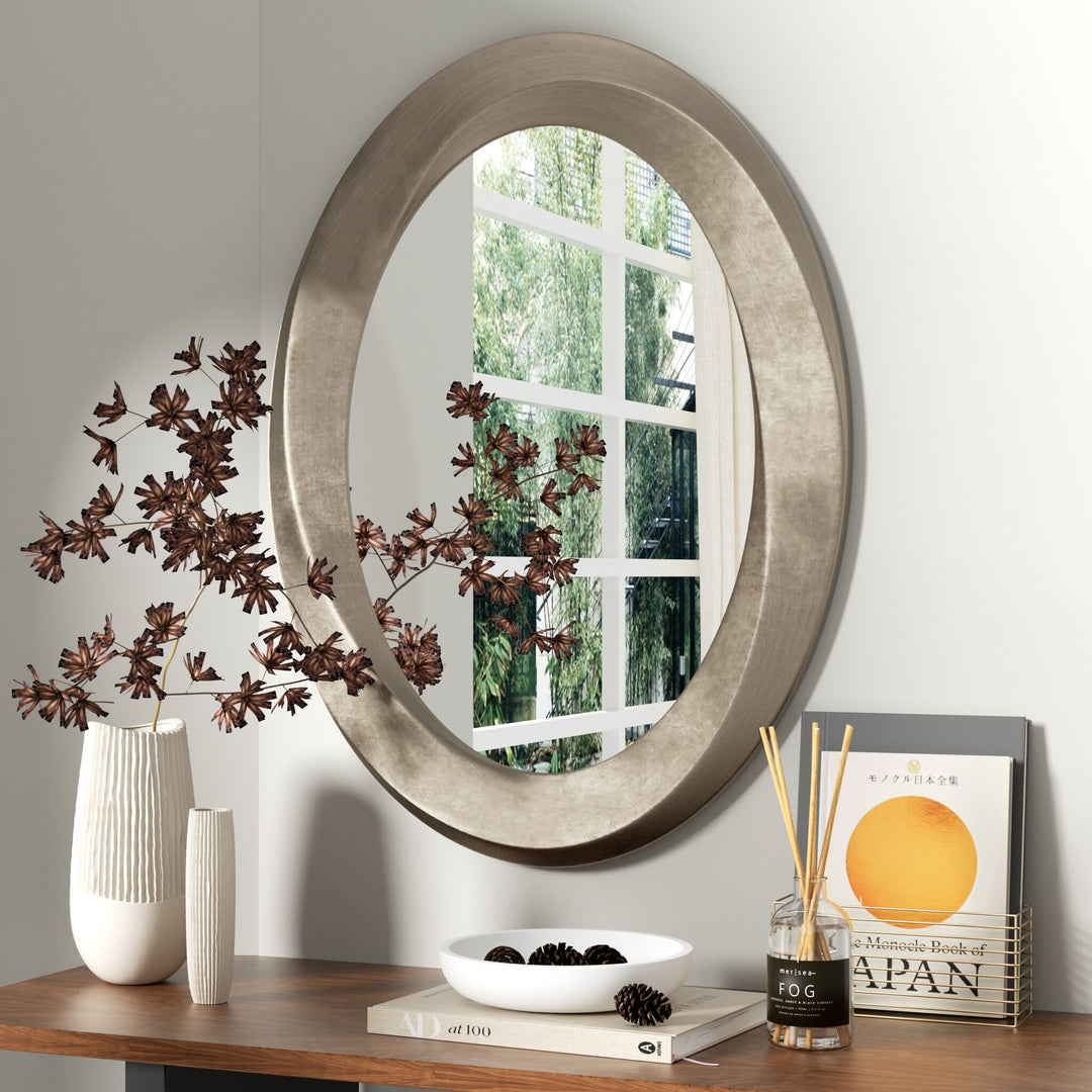 Antique Baroque Oval Wall Art Mirror Beveled Frame Accent Mirror