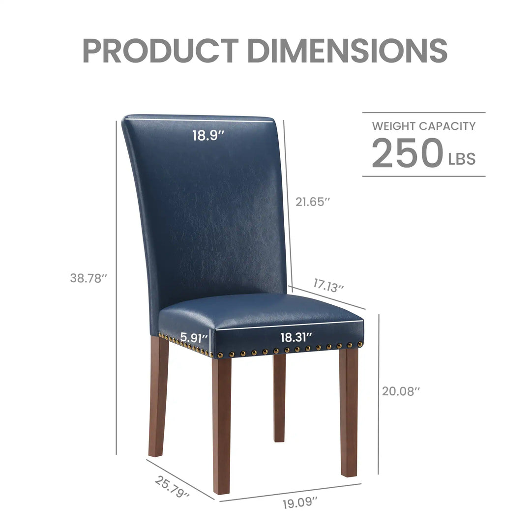 RENEWLINE Dining Chairs, Fabric with Nailhead Trim and Wood Legs