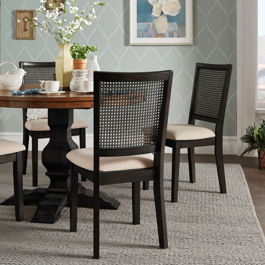 Eleanor Beige Linen Rattan Dining Chairs (Set of 2) by  Classic