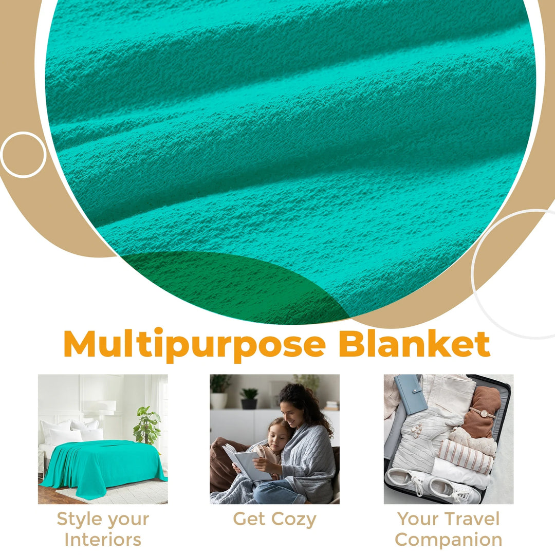 Waffle Weave Honeycomb Knit Soft Cotton Blanket