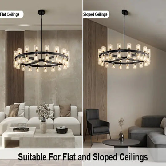 Wagon Wheel Chandelier with Crystal Shade