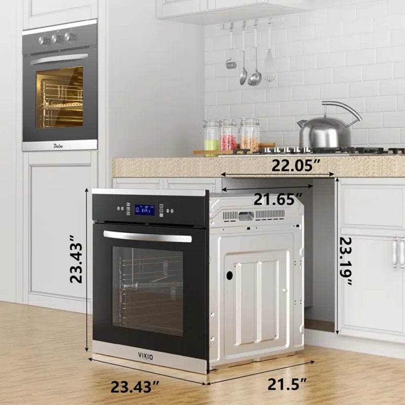 24"2.6 Cu. Ft Three Layer Tempered Glass Multifunctional Single Electric Wall Oven with Convection Touch Control in Stainless Steel