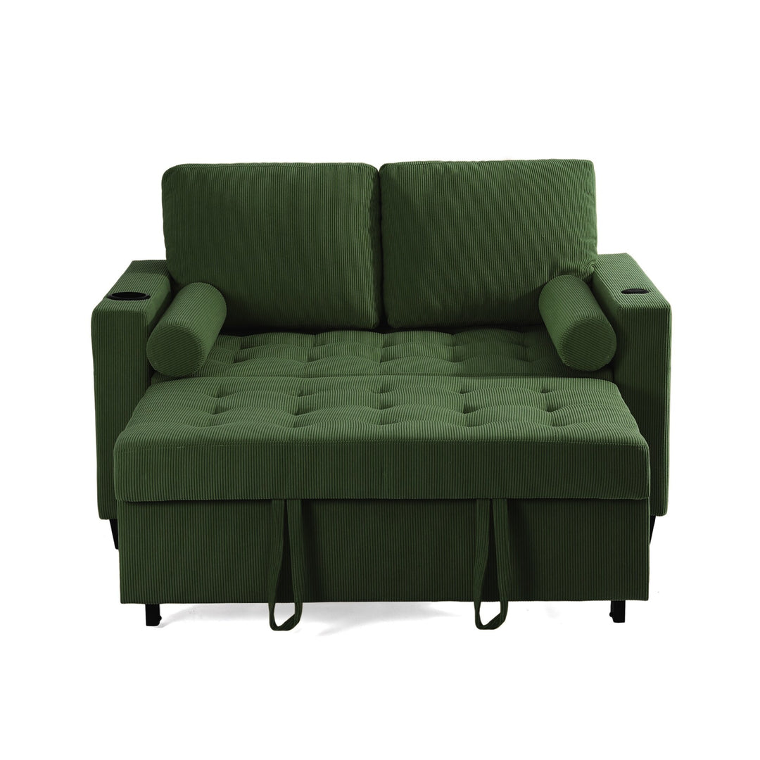 3-In-1 Pull-Out Sleeper Sofa Bed Convertible Adjustable Multi-Functional Loveseat with USB Port