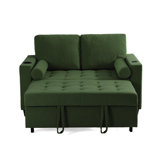 3-In-1 Pull-Out Sleeper Sofa Bed Convertible Adjustable Multi-Functional Loveseat with USB Port