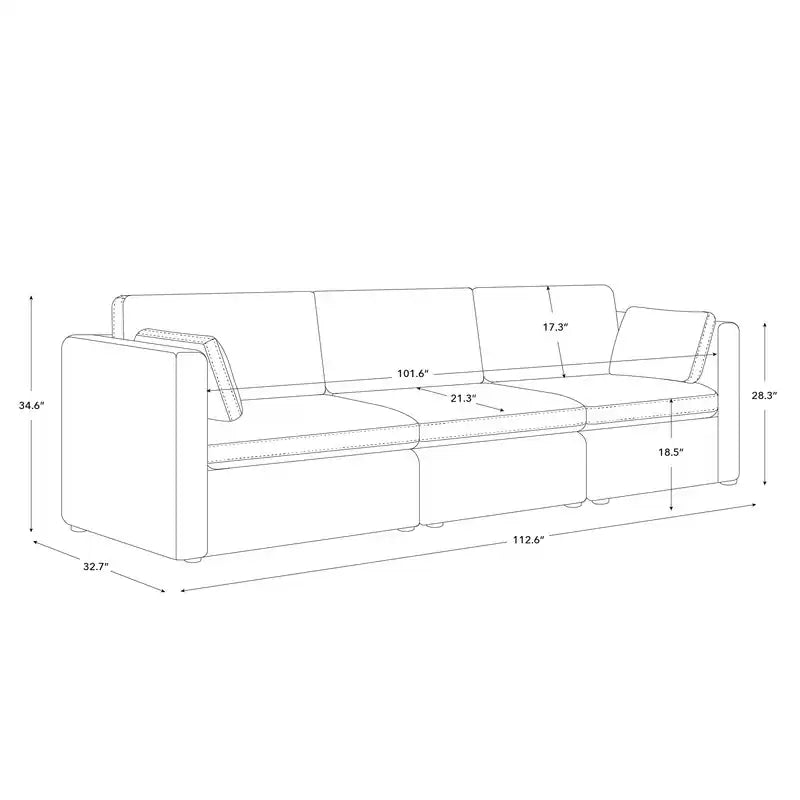 Mia Oversized Modular Sectional Fabric Sofa