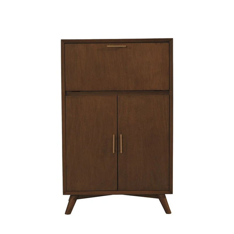 Flynn Large Bar Cabinet with Drop down Tray, Walnut