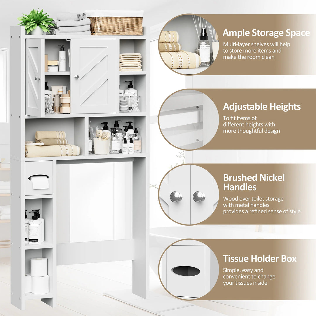 Over-The-Toilet Bathroom Storage Cabinet with Tissue Holder