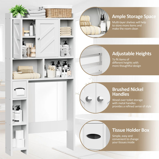 Over-The-Toilet Bathroom Storage Cabinet with Tissue Holder