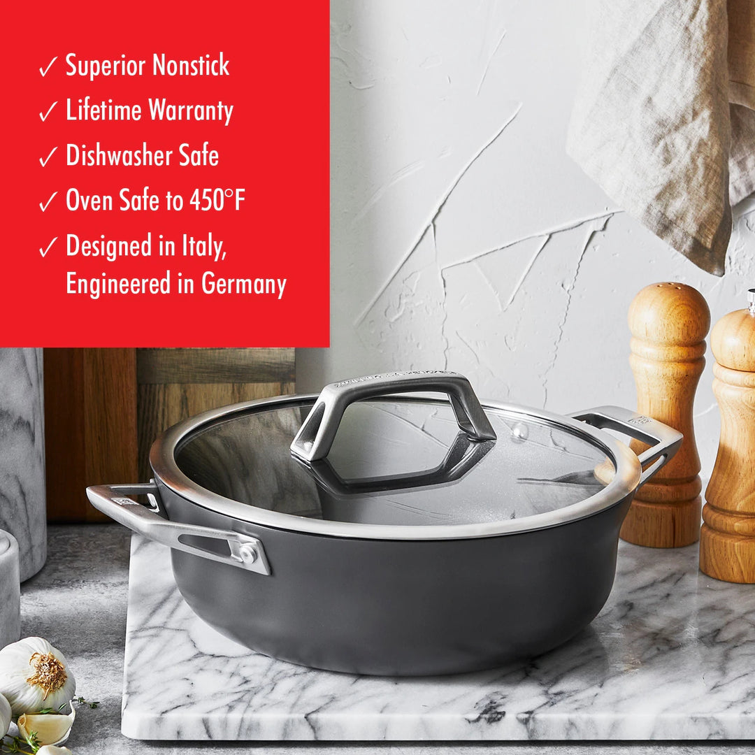 Motion Nonstick Hard-Anodized 10-Piece Cookware Set in Grey, Dutch Oven, Fry Pan, Saucepan - 10-Pc