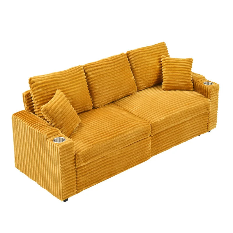 80" Cordylona Sofa, Cup Holder, Ottoman Storage