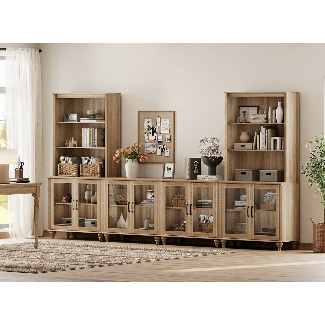 Entertainment Center with Bookshelves for Tvs up to 75", Oak