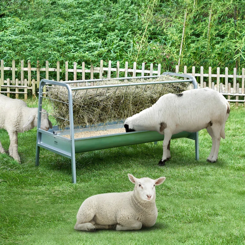 Livestock Hay Feeder 2 in 1 Grain & Hay Feeder 80 Gallons for Sheep
