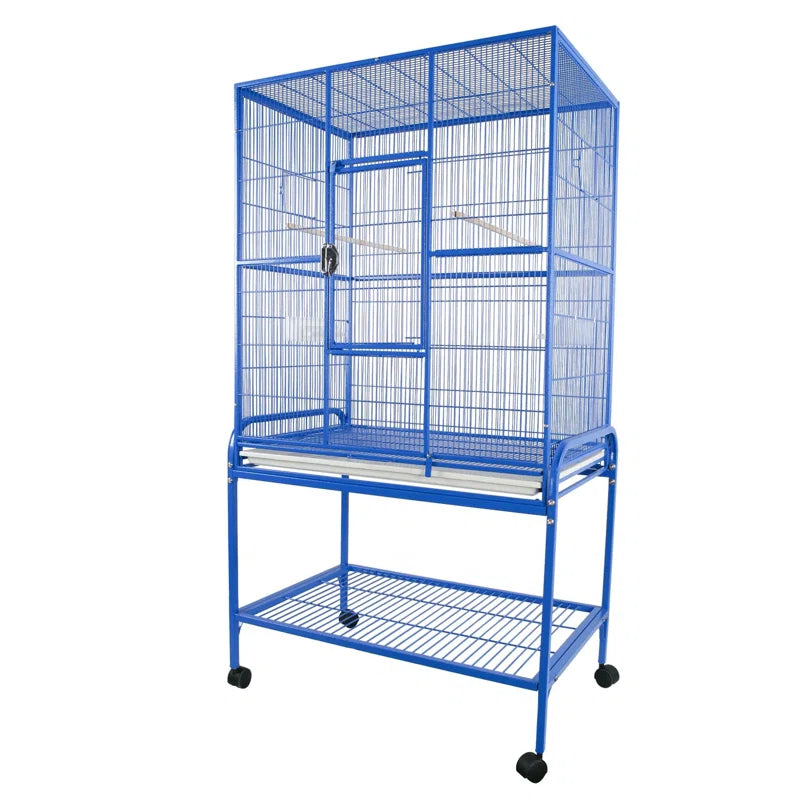 Clyde 62.25'' Iron Flat Top Floor Bird Cage with Wheels