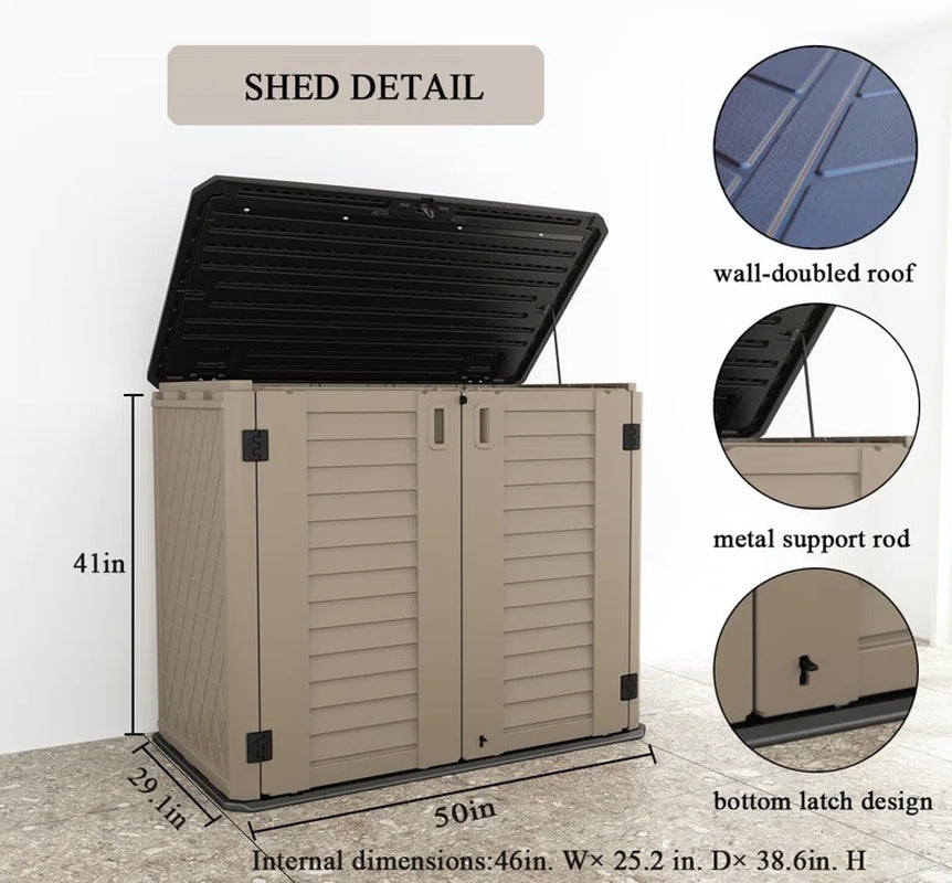 255 Gallons Resin Outdoor Storage Cabinet, Waterproof & Lockable