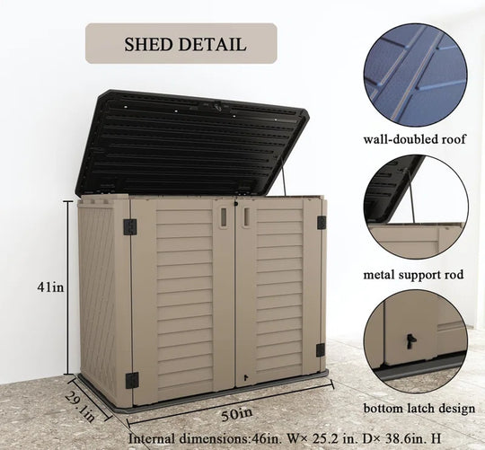 255 Gallons Resin Outdoor Storage Cabinet, Waterproof & Lockable