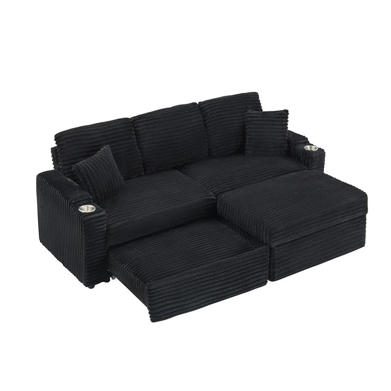 80" Cordylona Sofa, Cup Holder, Ottoman Storage