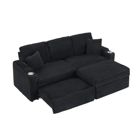 80" Cordylona Sofa, Cup Holder, Ottoman Storage