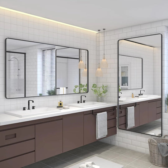 Aluminum Alloy Framed French Cleat Mounted Tempered Glass Wall Vanity Mirror