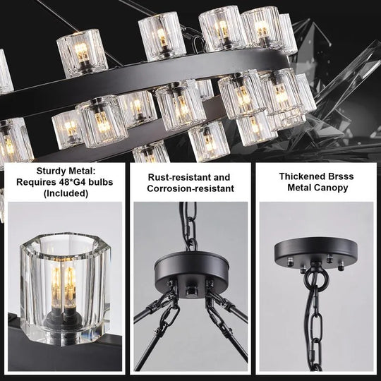 Wagon Wheel Chandelier with Crystal Shade