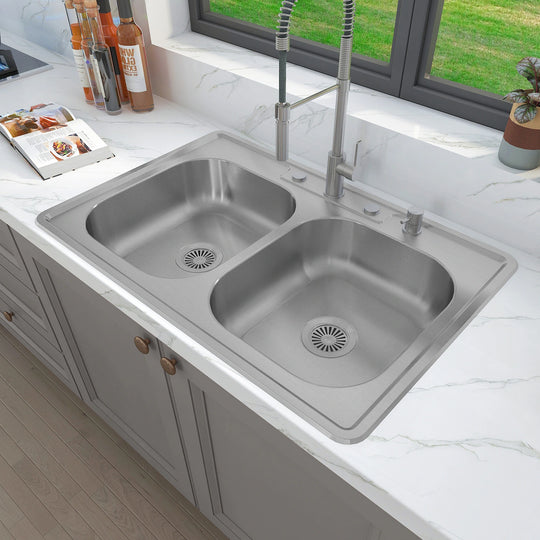 Drop in Double Bowl 304 Stainless Steel Kitchen Sink