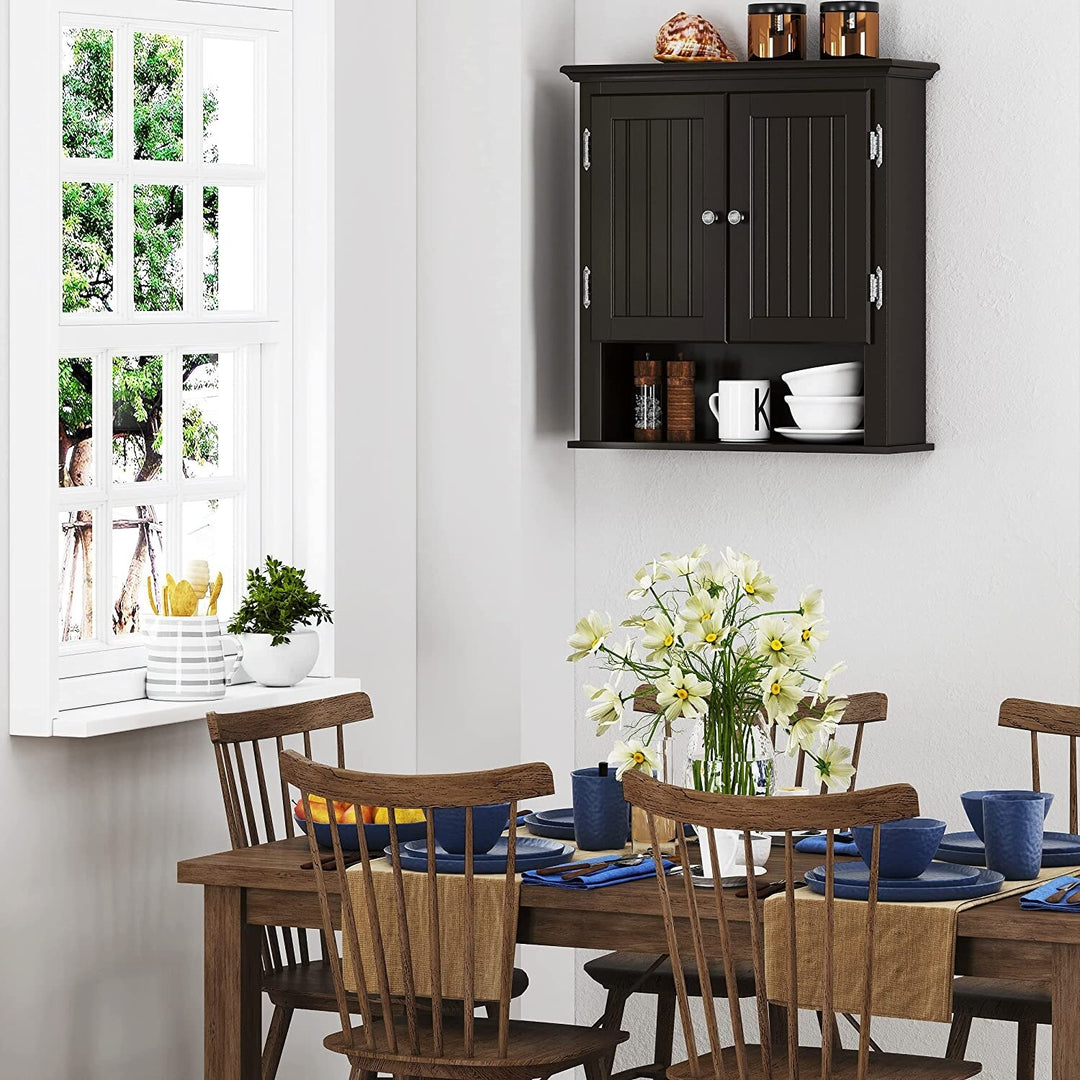 Bathroom Cabinet Wall Mounted, Wood Hanging Cabinet, Wall Cabinets with Doors and Shelves over the Toilet for Bathroom