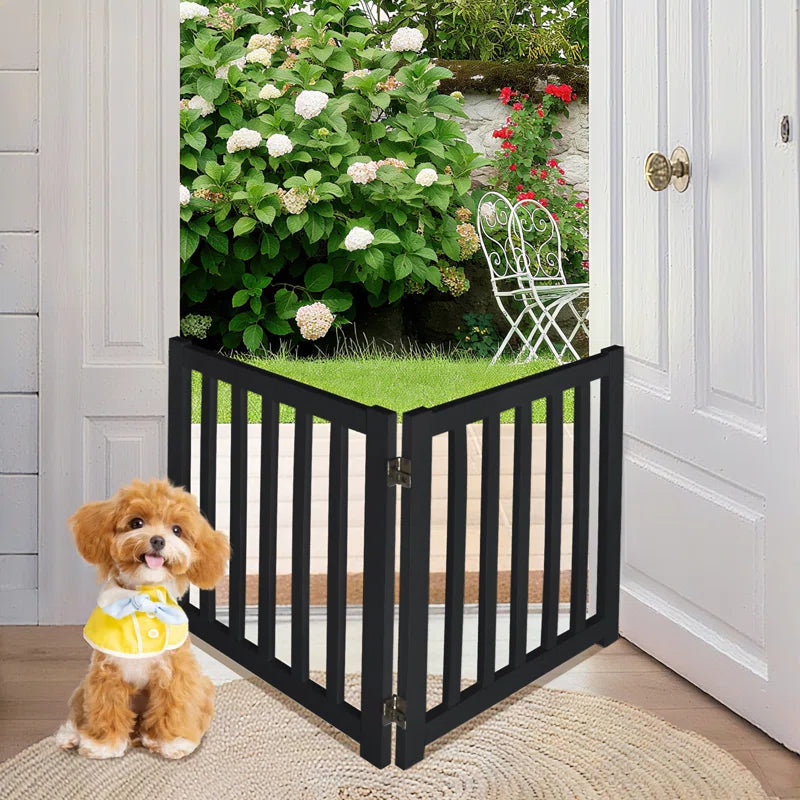 Solid Wood Freestanding Foldable Pet Gate for Dogs,3 Panels for Doorways,Stairs,Hallways Etc