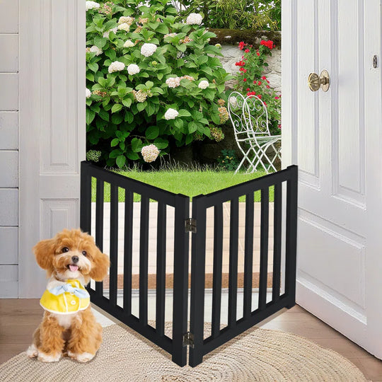 Solid Wood Freestanding Foldable Pet Gate for Dogs,3 Panels for Doorways,Stairs,Hallways Etc