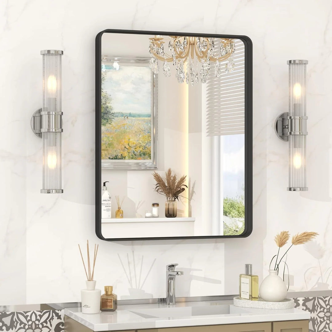 Aluminum Alloy Framed Tempered Glass Wall Decor Vanity Bathroom Mirror