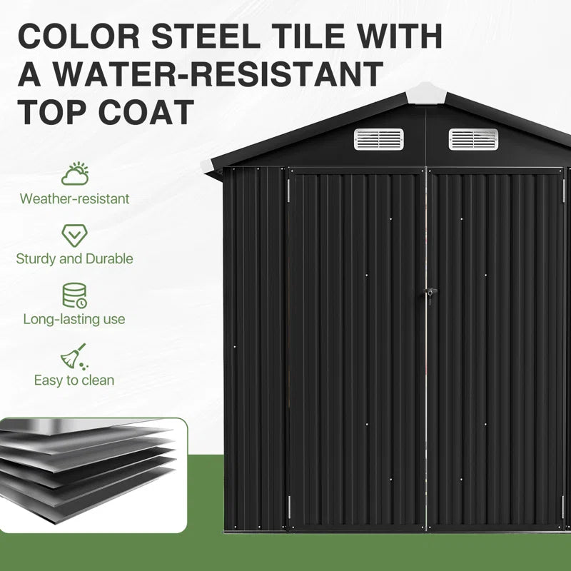 6.3 Ft. W X 4.2 Ft. D Steel Storage Shed with Door Lock