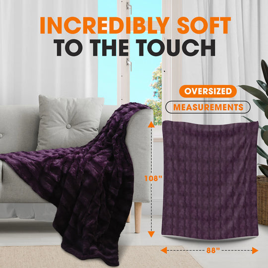 Faux Fur/ Microplush Reversible Throw Blanket
