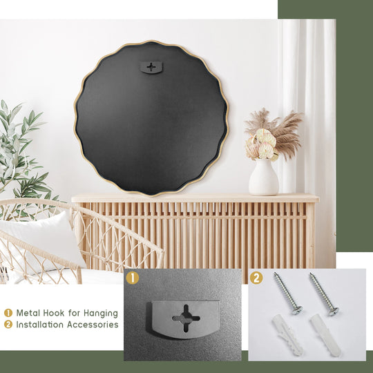 Aluminum Alloy Framed Wavy round Wall Mirror
