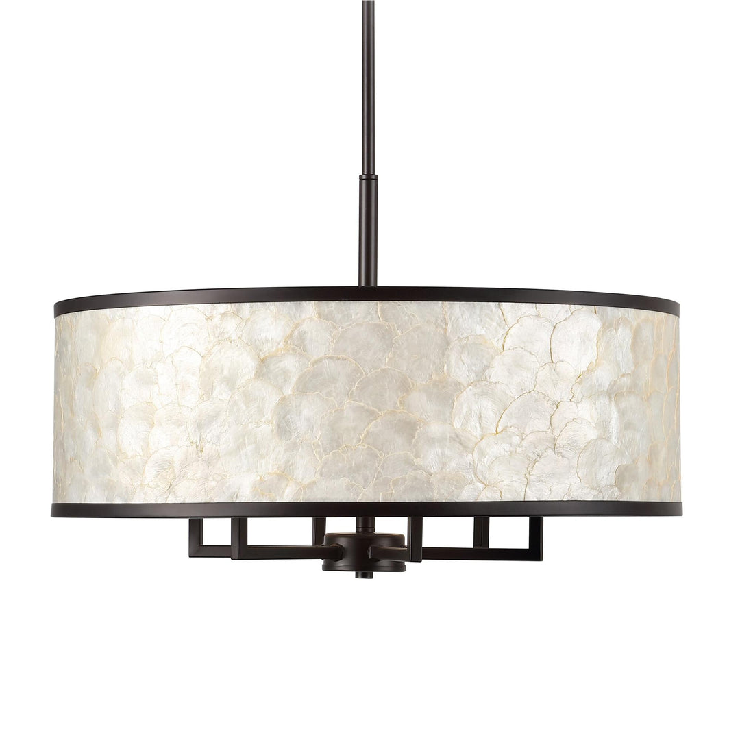 Getledel 24-Inch 6-Light Capiz Shell Drum Chandelier