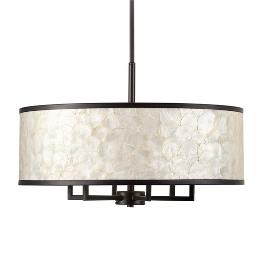 Getledel 24-Inch 6-Light Capiz Shell Drum Chandelier