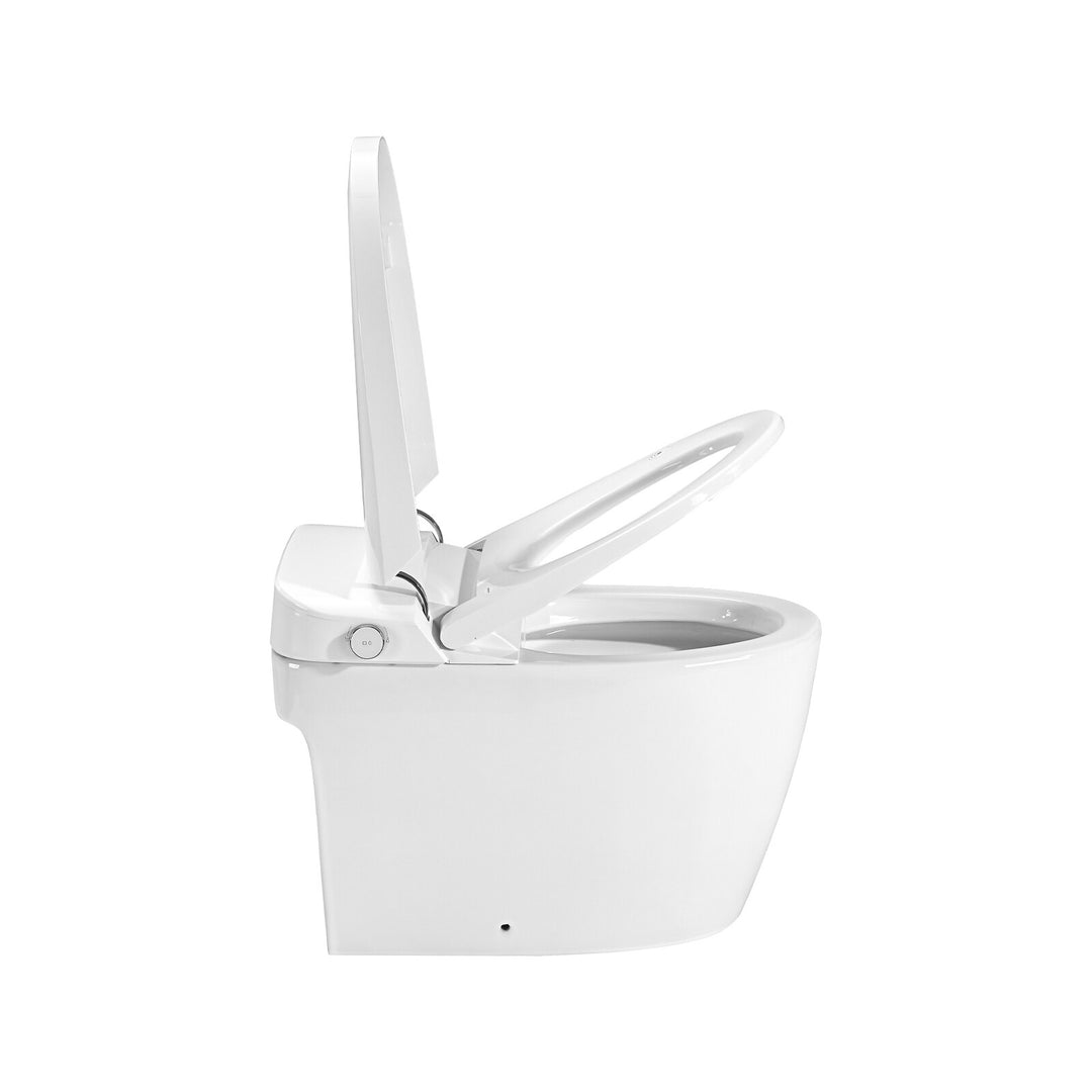 Smart Toilet Bidet Combo with Self-Cleaning Nozzle, Heated Seat, Night Light, Knob Control, Power Outage Flushing, Soft Close