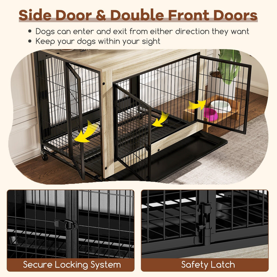 Dog Crate Furniture Industrial Dog Kennel W/ Flip-Up Top