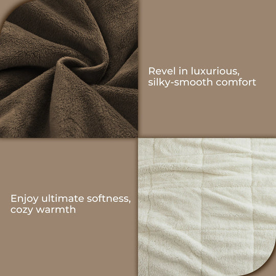 3 Piece Winter Reversible Comforter Set Faux Shearling Ultra Soft Minky Plush and Fuzzy Fleece Microfiber
