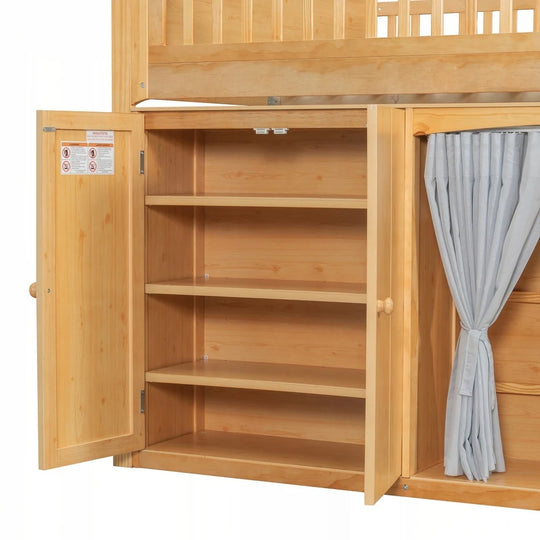 Loft Bed with Storage Cabinet and LED