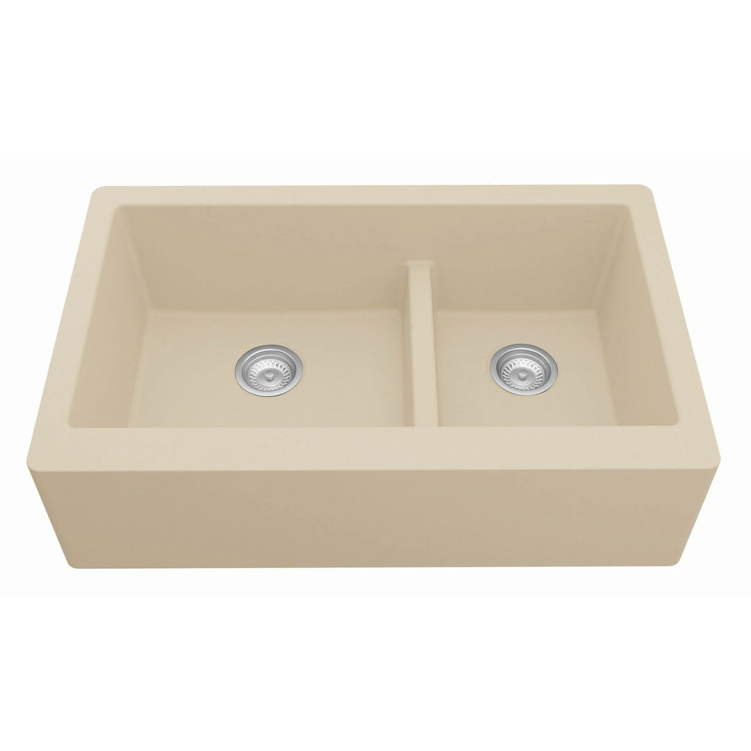 Farmhouse/Apron-Front Quartz Double Bowl Kitchen Sink