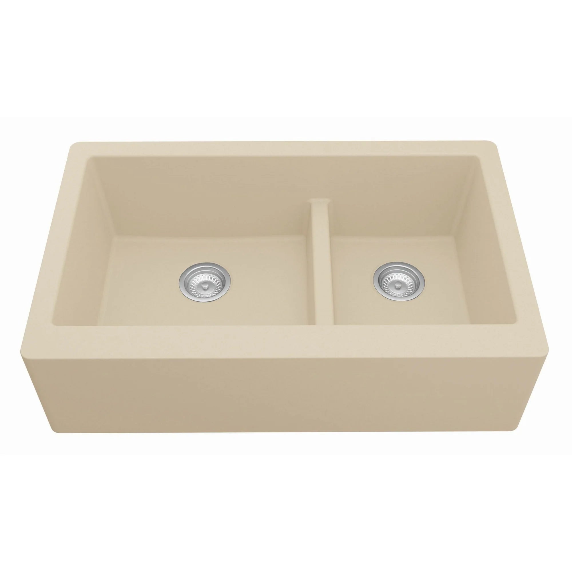 Farmhouse/Apron-Front Quartz Double Bowl Kitchen Sink