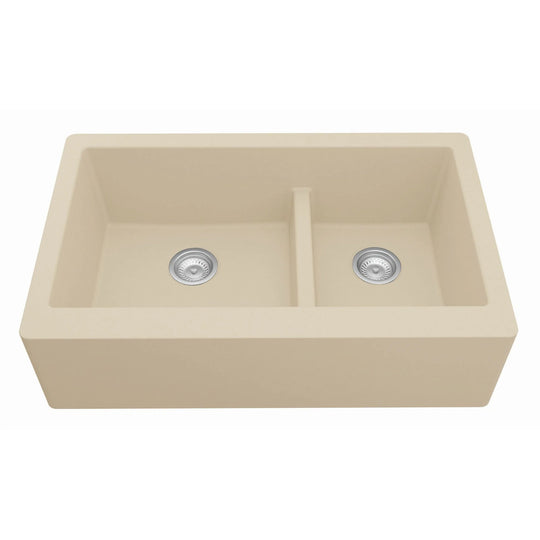 Farmhouse/Apron-Front Quartz Double Bowl Kitchen Sink